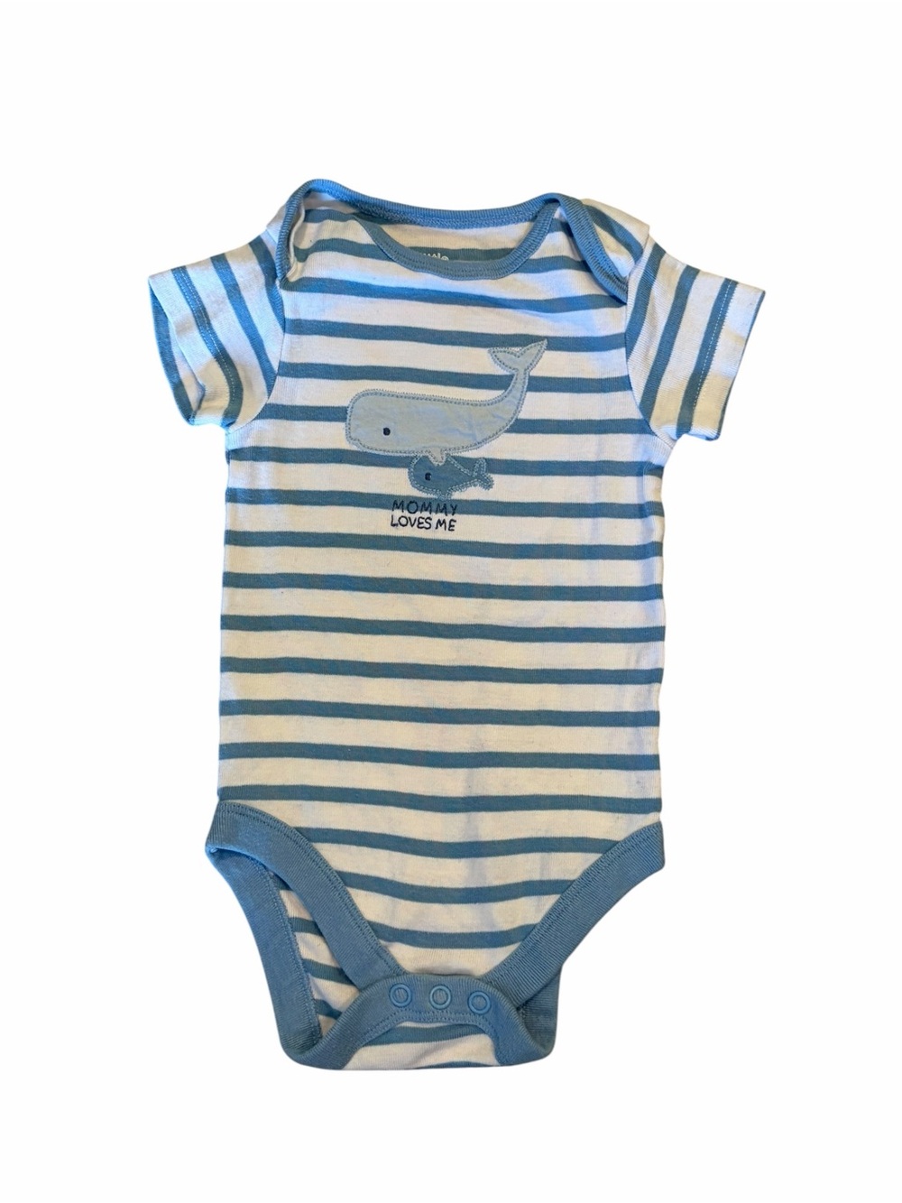 Little Wonders Blue & White Striped Whale One-Piece Bodysuit